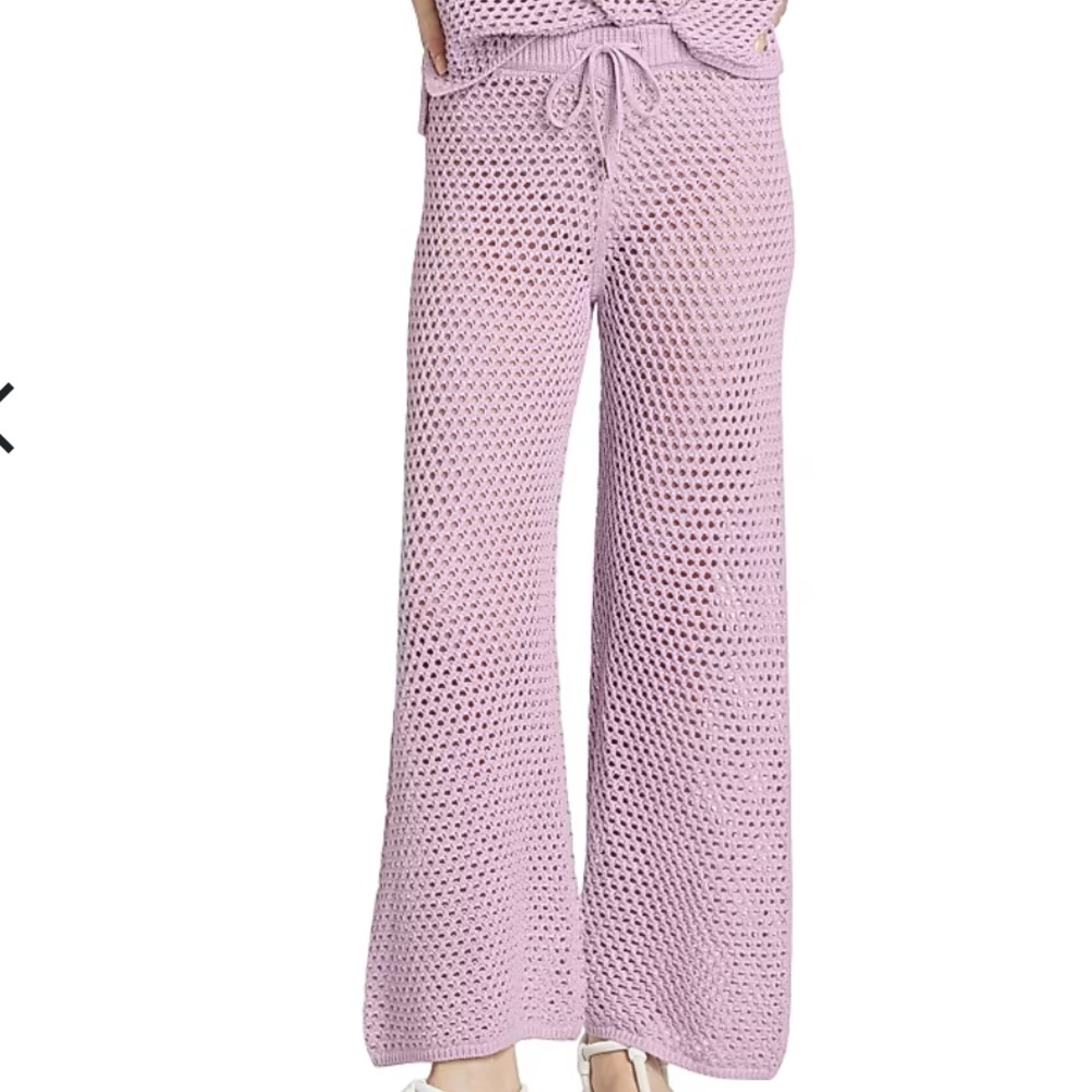 Stella Dux swim pants Open-Knit Wide-Leg Ankle Pants with Drawstring Waist